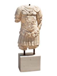 An Italian Carved Marble Torso on Stand
