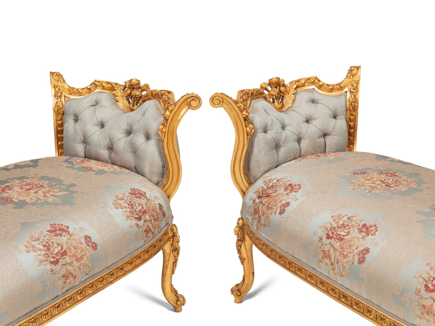 A Pair of Louis XV Style Giltwood Window Seats