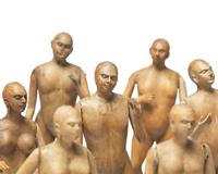 A Group of Fifteen Carved Wood Figures