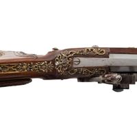 Contemporary Snaphance Jaeger Rifle in the Style of Meister der Tierkopfranke by John B. Derrick (American, b.1936)