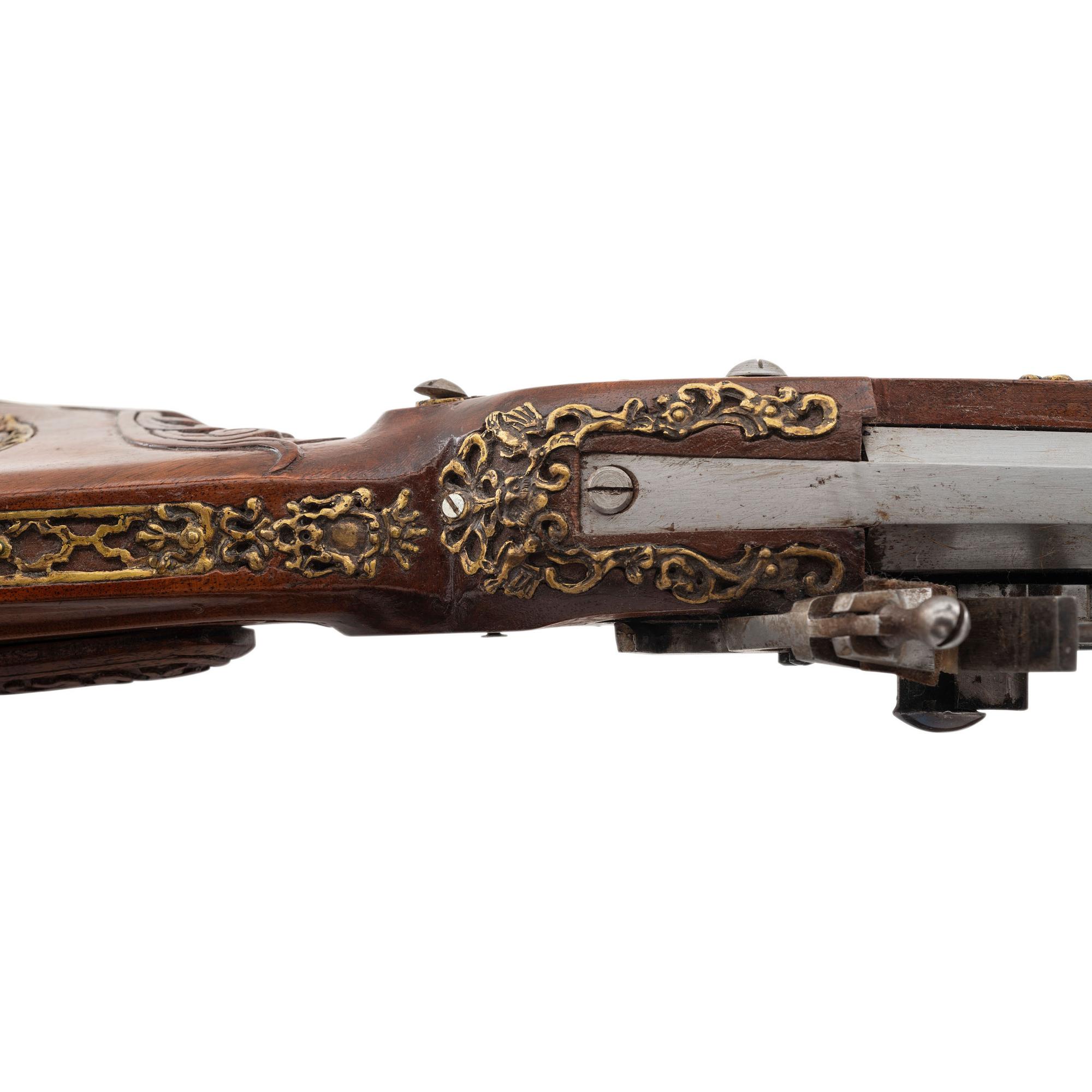 Contemporary Snaphance Jaeger Rifle in the Style of Meister der Tierkopfranke by John B. Derrick (American, b.1936)