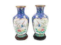 A Pair of Chinese Canton Enamel on Copper Vases