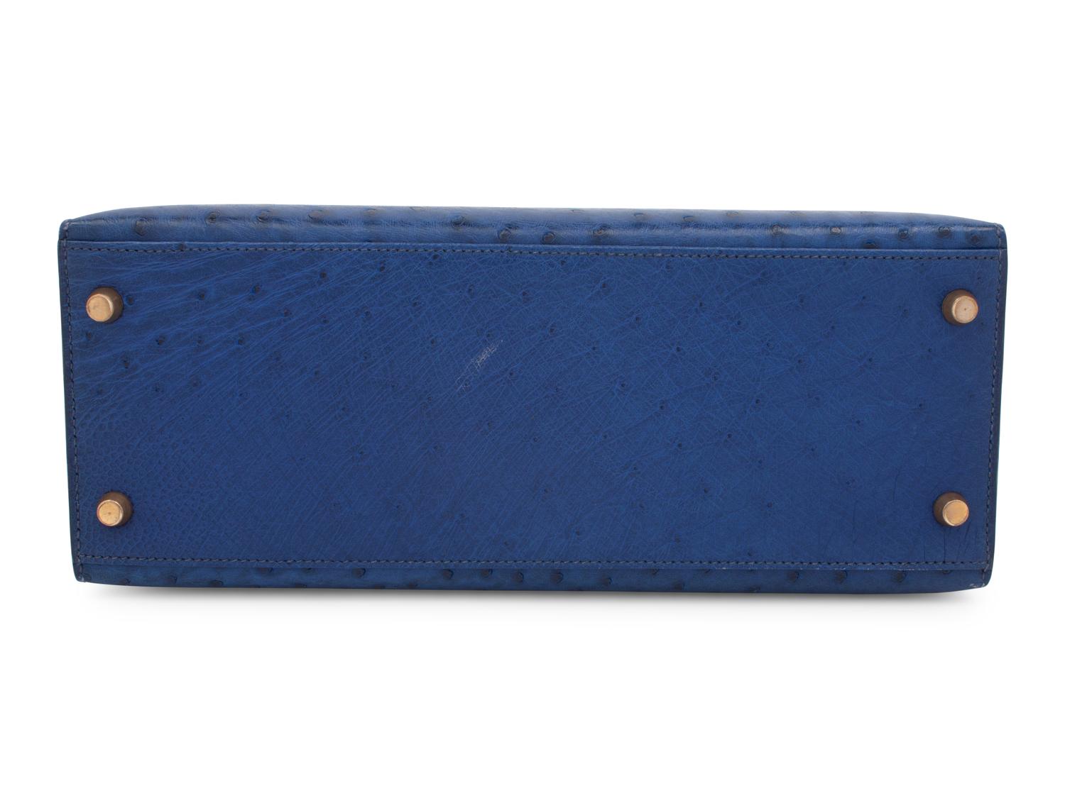 Hermès Navy Ostrich Kelly Bag, 1993