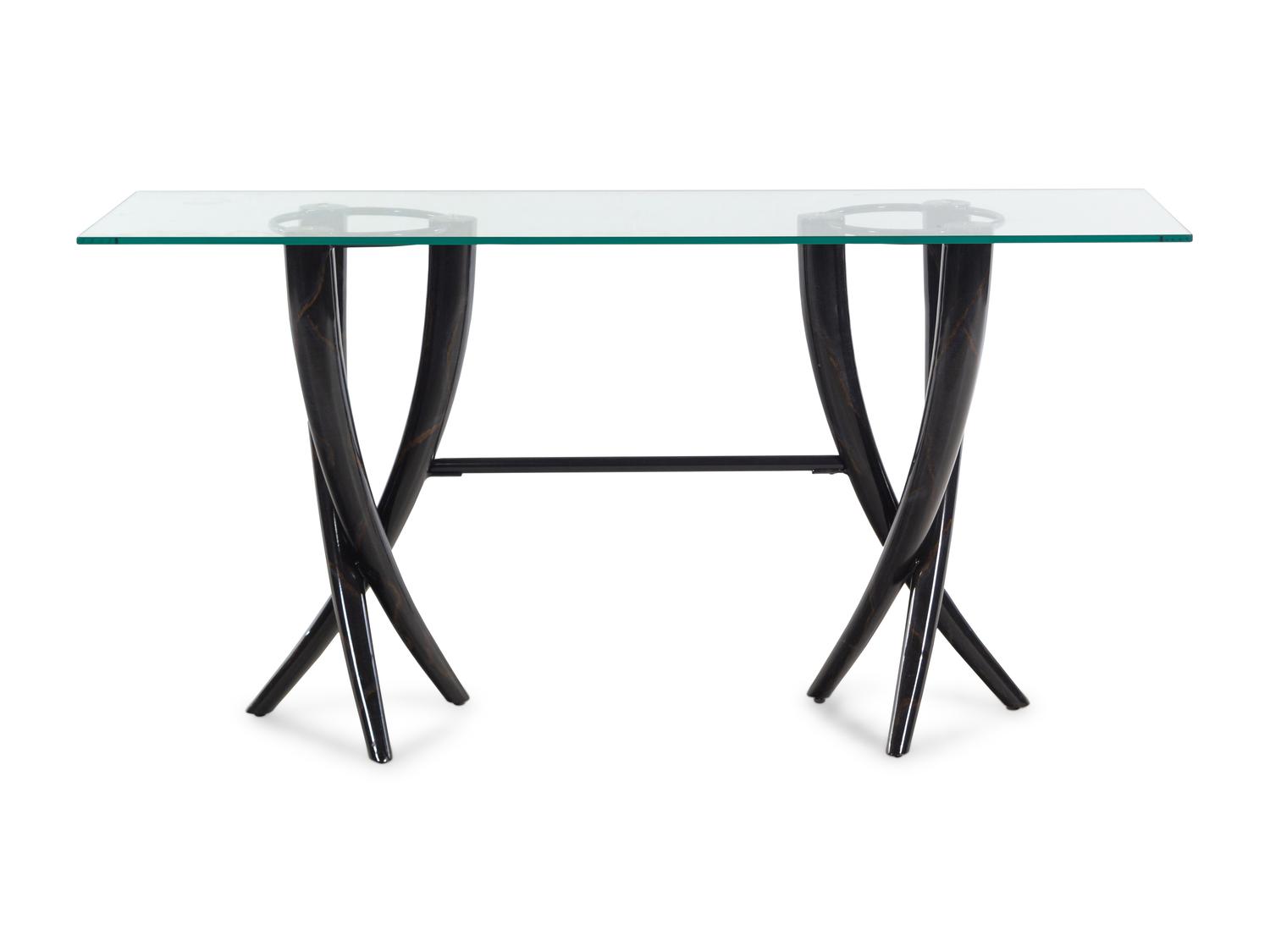 A Contemporary Enameled Metal and Glass Console Table