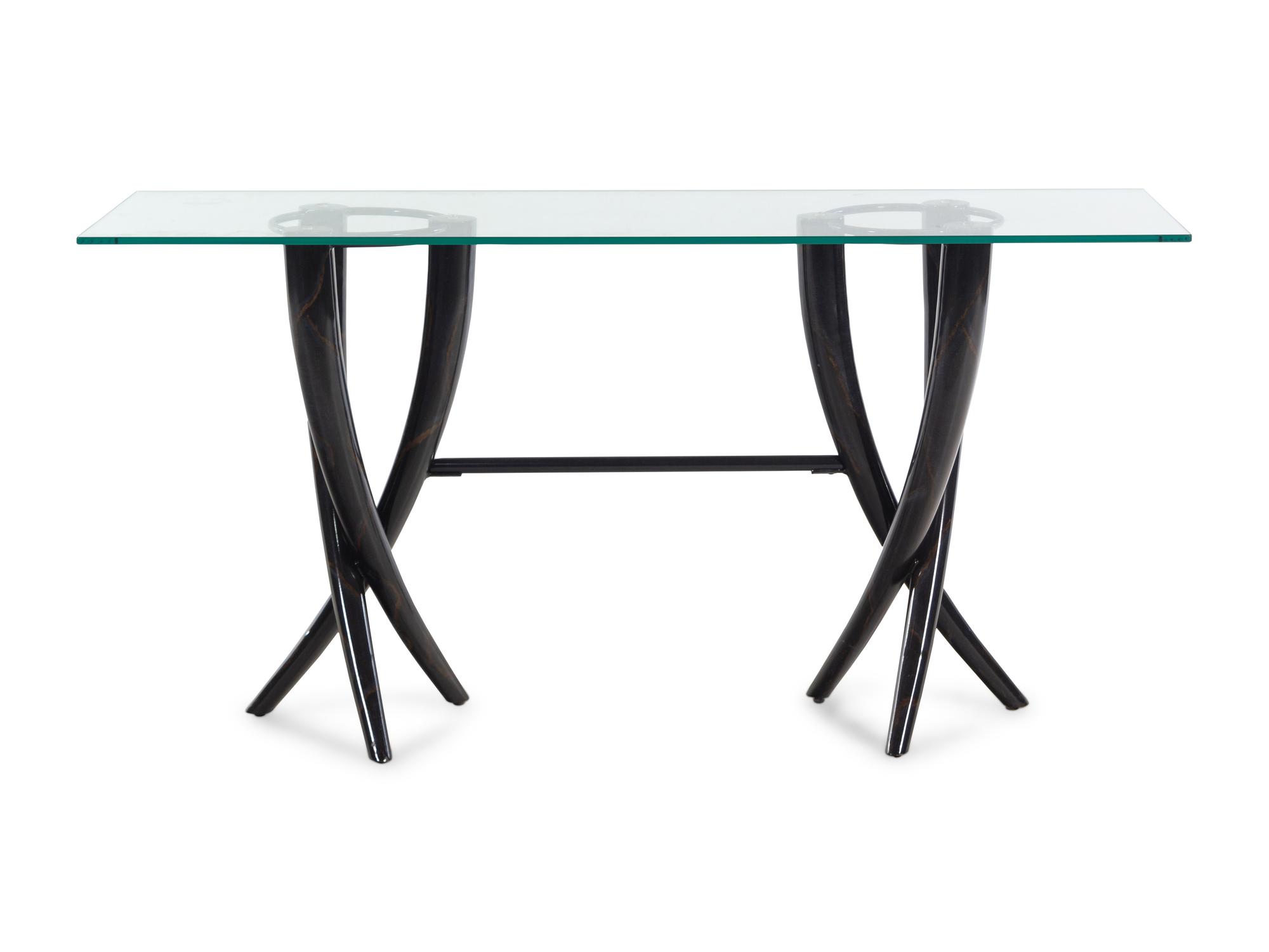 A Contemporary Enameled Metal and Glass Console Table