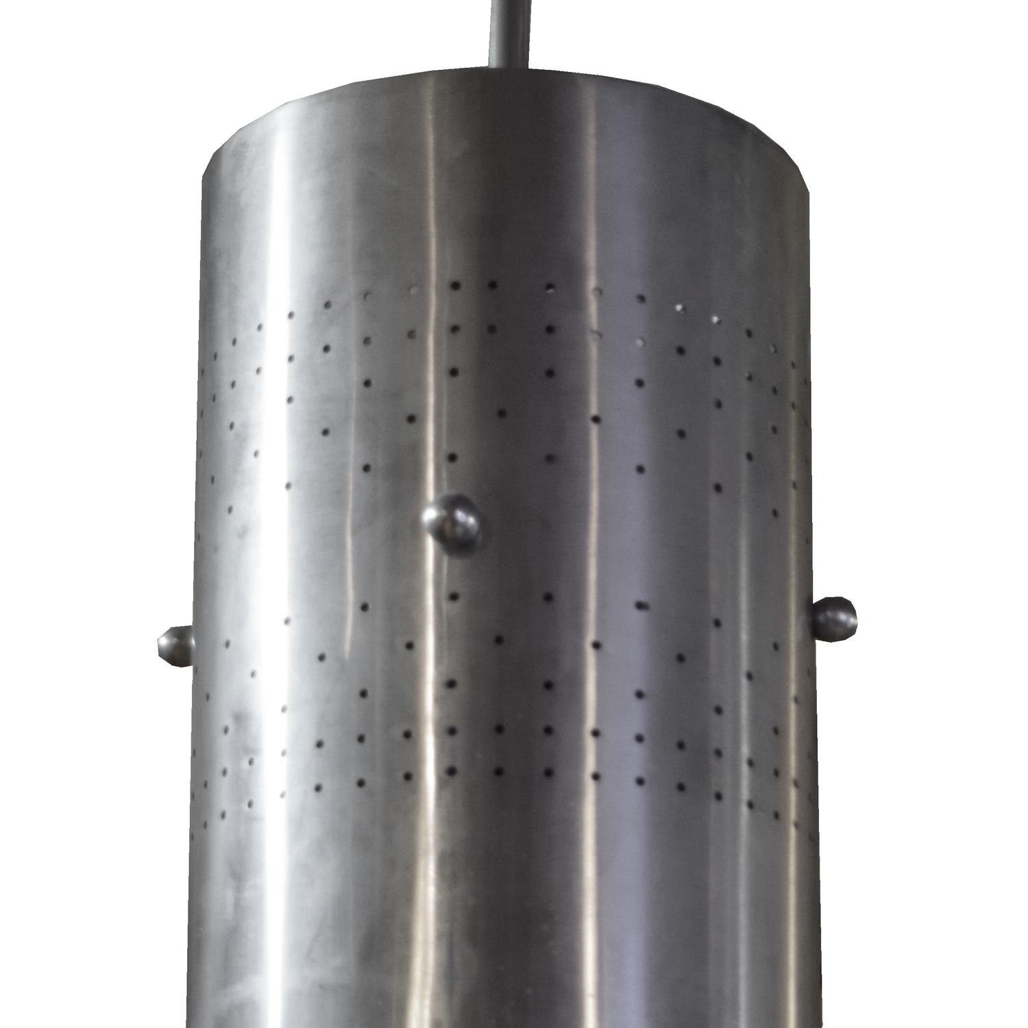 A Stainless Steel Mid-Century Cylinder Light Fixture 9" W x 9" D x 32" H — United States, Mid-20th Century