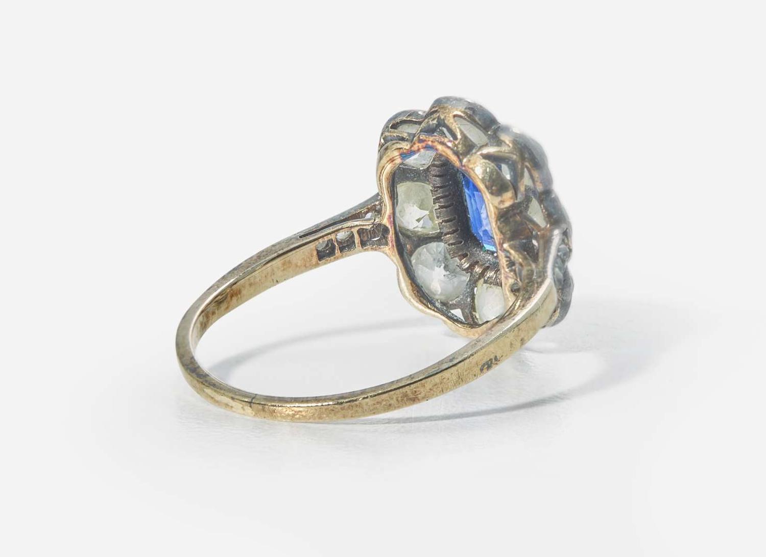 A 14K Yellow Gold, Sapphire, and Diamond Ring