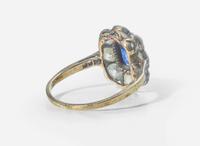 A 14K Yellow Gold, Sapphire, and Diamond Ring
