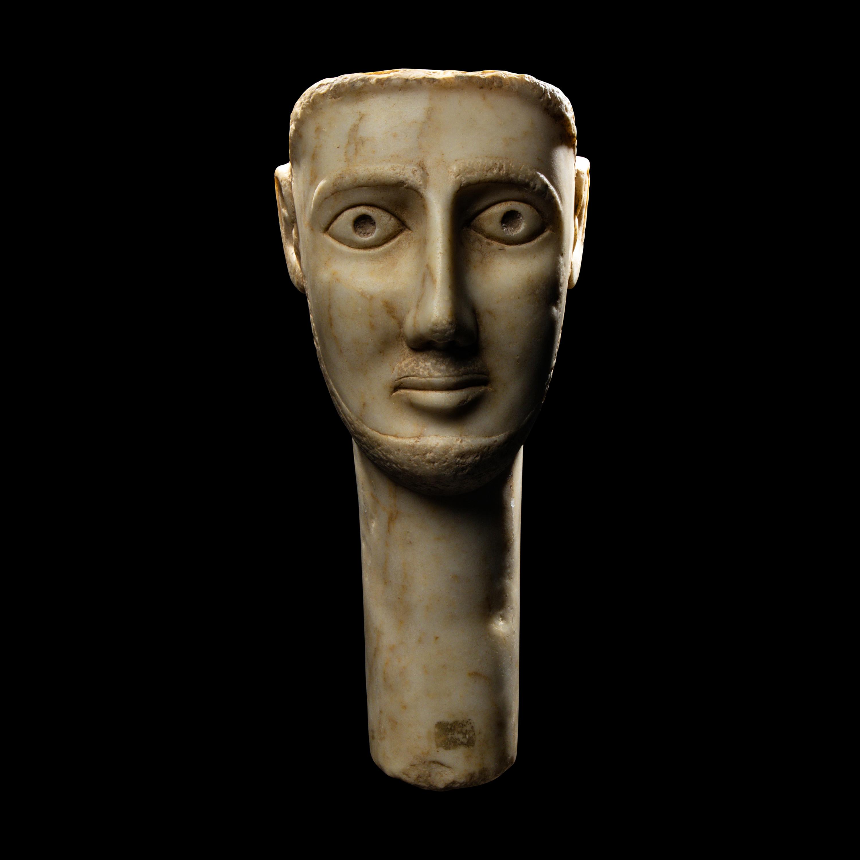 A South Arabian Alabaster Head of a Man