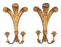 A Pair of Giltwood Two-Light Sconces