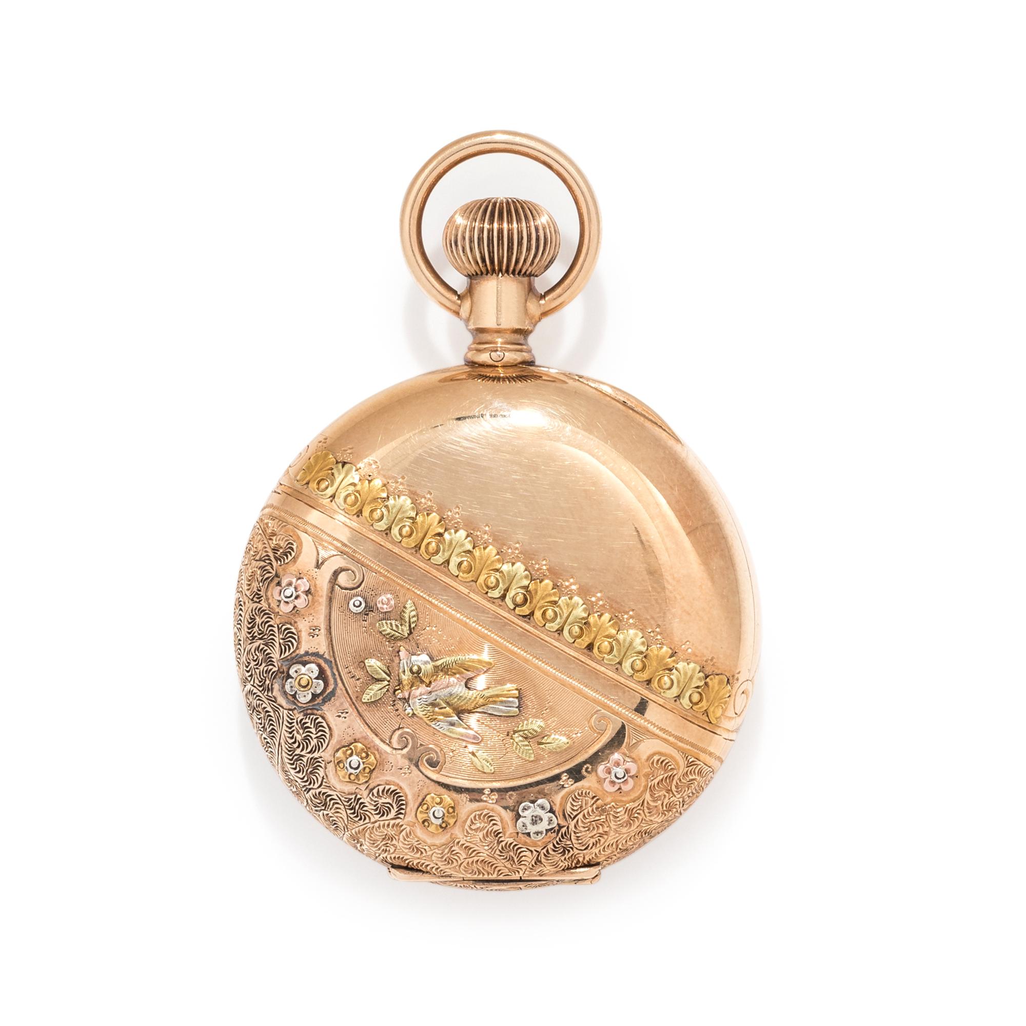 WALTHAM, 14K ROSE GOLD HUNTER CASE POCKET WATCH