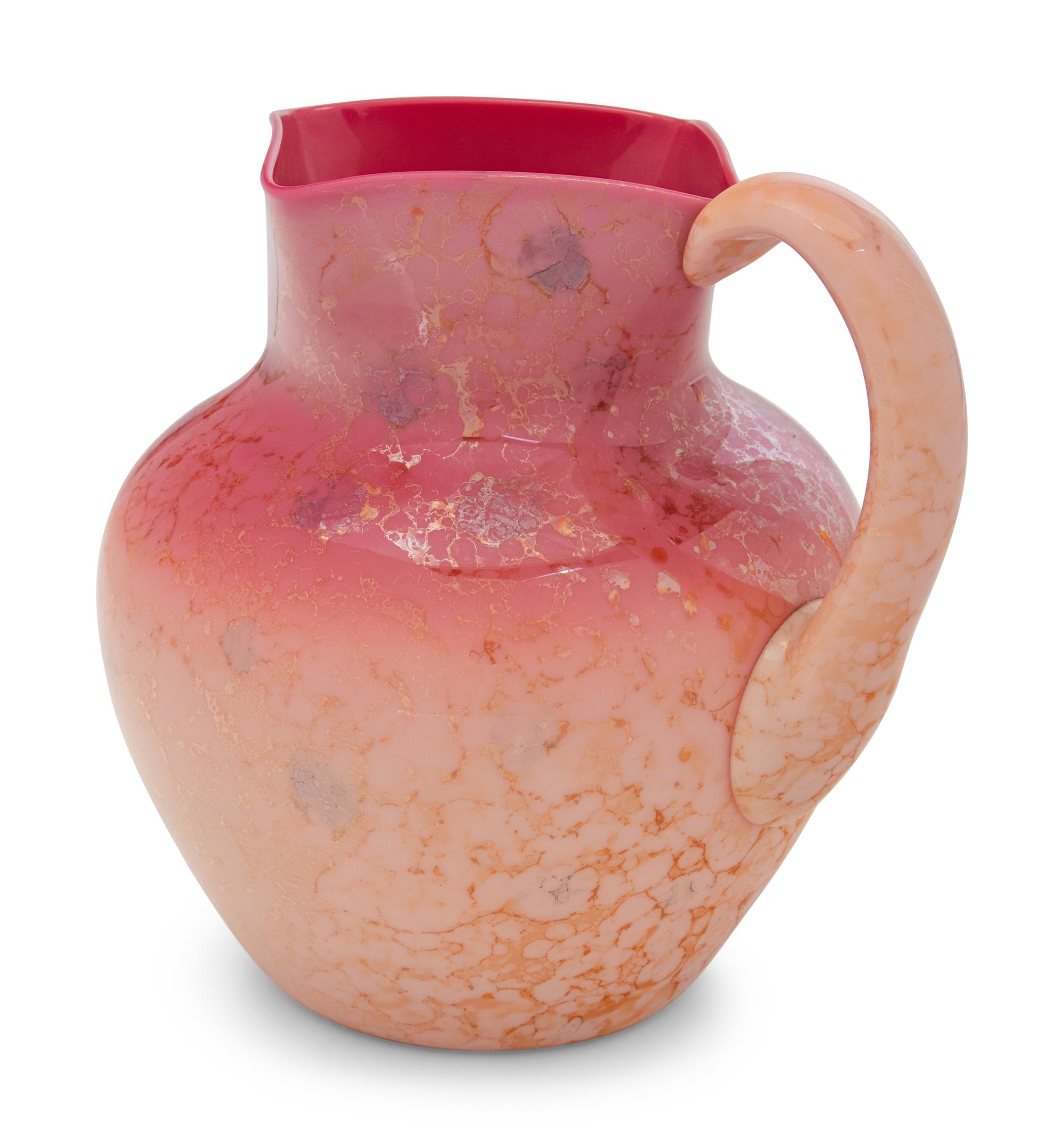 A New England Wild Rose Agata Glass Water Pitcher