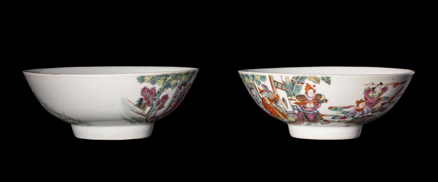 A Pair of Chinese Famille Rose Porcelain Bowls