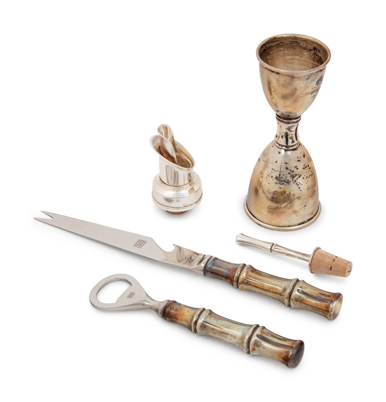 A Group of Four Tiffany & Co. Silver Bamboo Pattern Bar Articles
