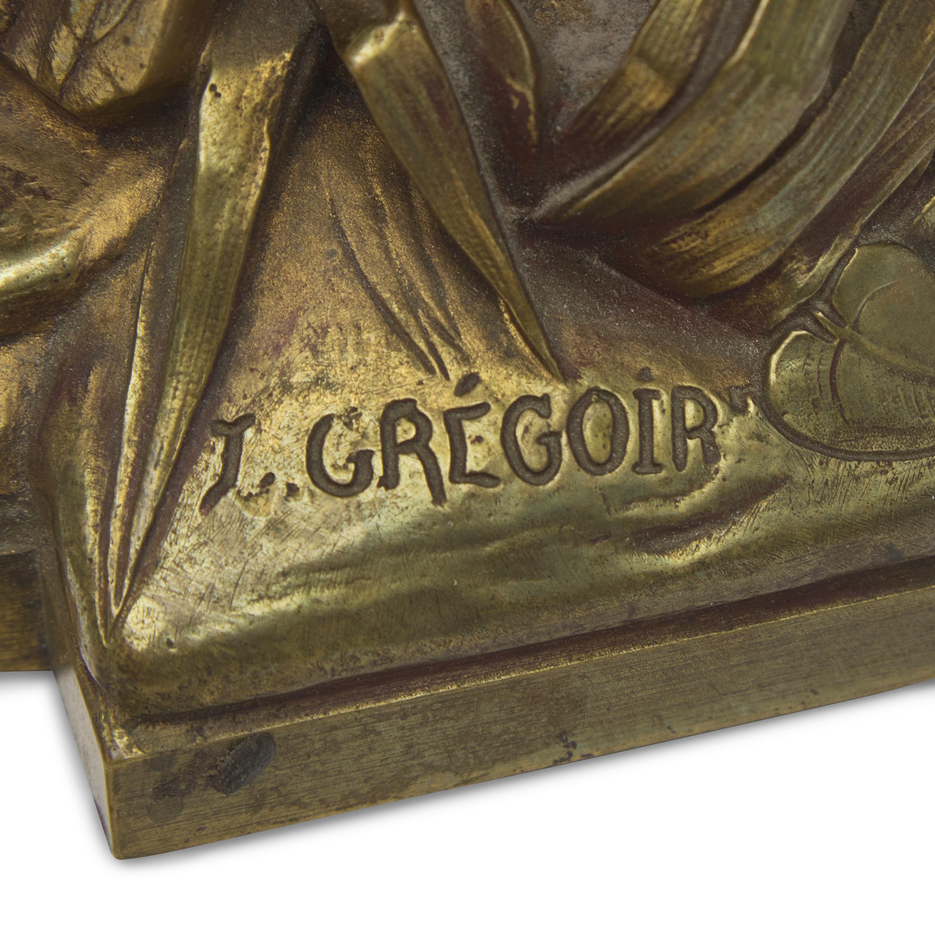 After Jean-Louis Gregoire (French, 1840-1890), A Patinated Bronze Figure of a Seated Classical Lady