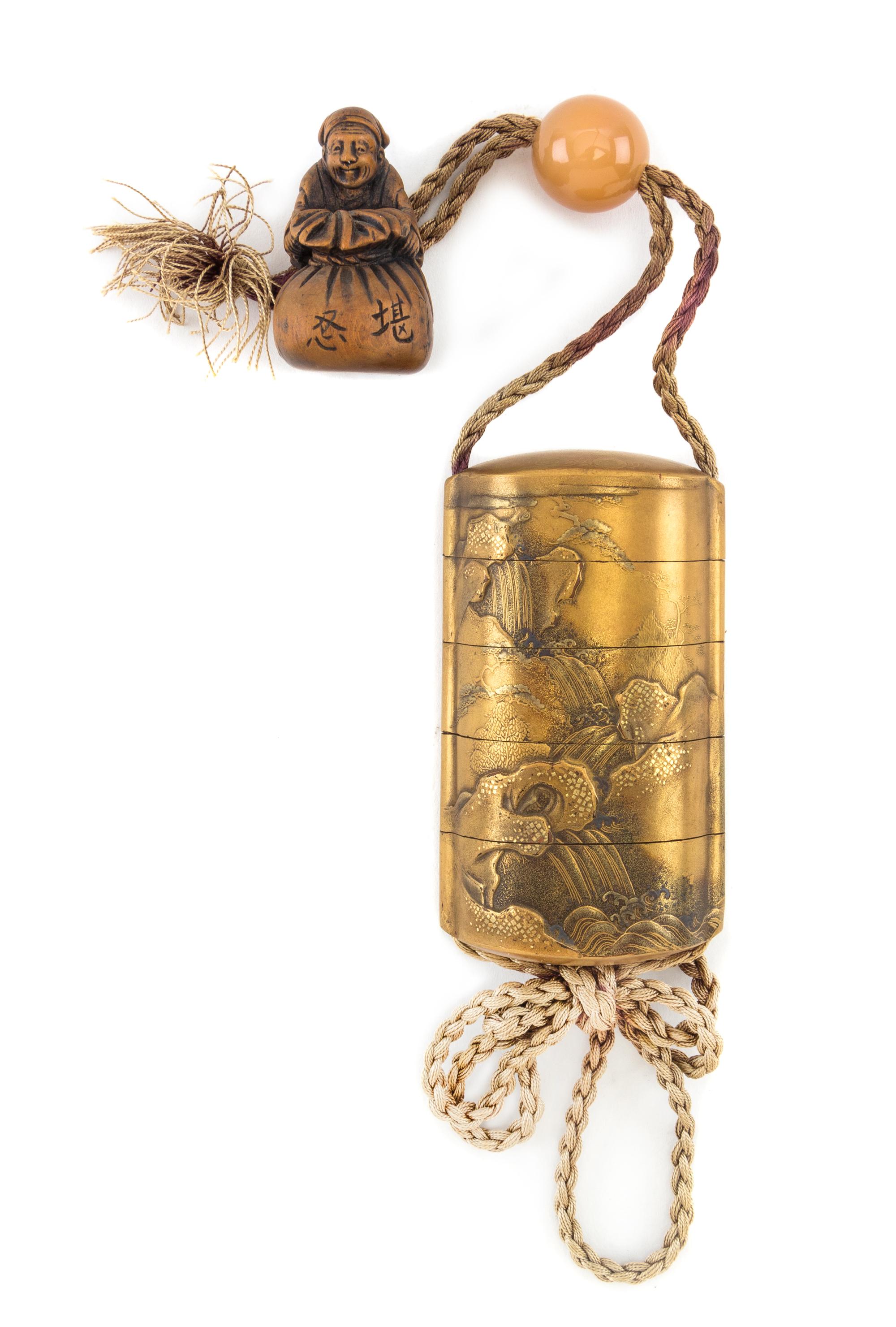 A Gilt Lacquer Four-Case Inro Height 3 1/4 inches. — 19TH CENTURY
