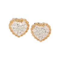 DIAMOND AND COLORED DIAMOND HEART EARCLIPS