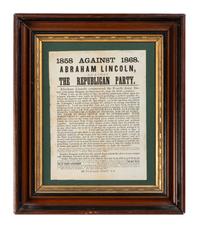 [POLITICS] -- [14TH AMENDMENT]. 1858 1868. Against Abraham Lincoln, Against the Republican Party. N.p.: N.p., [1868?].