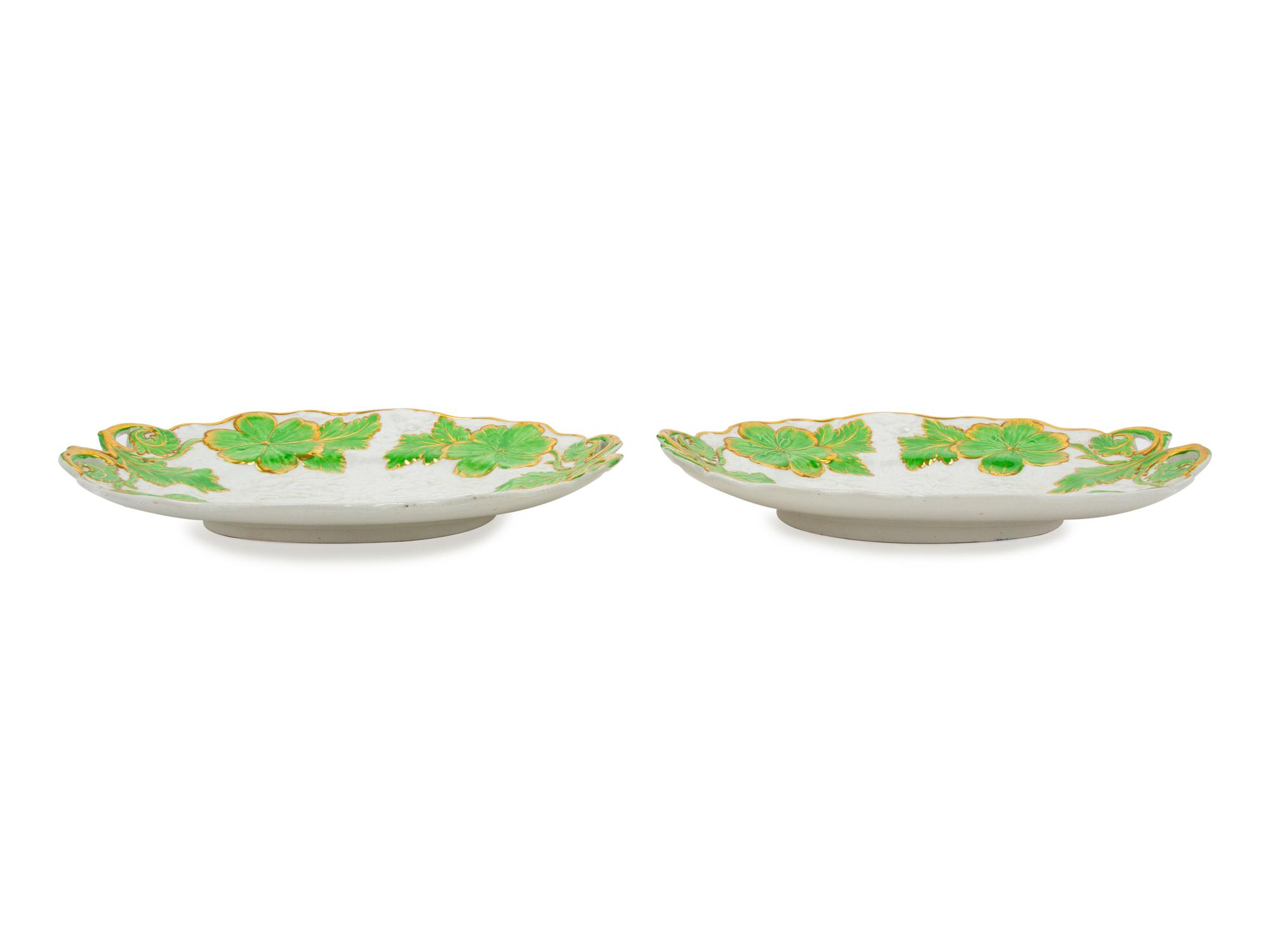 A Pair of Hanley Pearl-China Trays