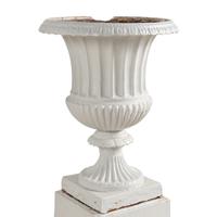 A Set of Three White Painted Iron Garden Urns
