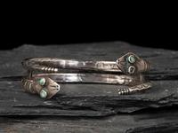 Navajo Silver and Turquoise Double Serpent Cuff Bracelet