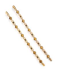 ANTIQUE, PAIR OF TURQUOISE, SEED PEARL, AND YELLOW GOLD BRACELETS