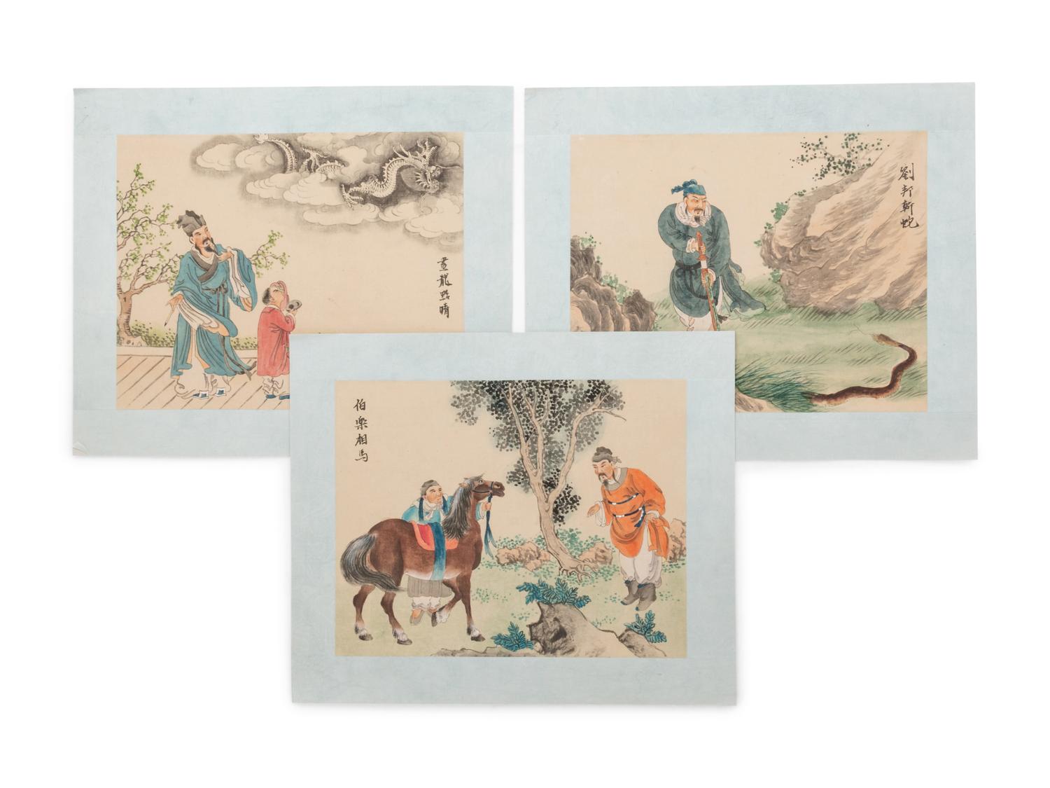 A Group of Chinese Ink and Color on Silk Paintings