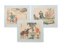 A Group of Chinese Ink and Color on Silk Paintings