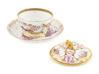 A Meissen Porcelain Covered Bowl ( Écuelle ) and Associated Meissen Stand