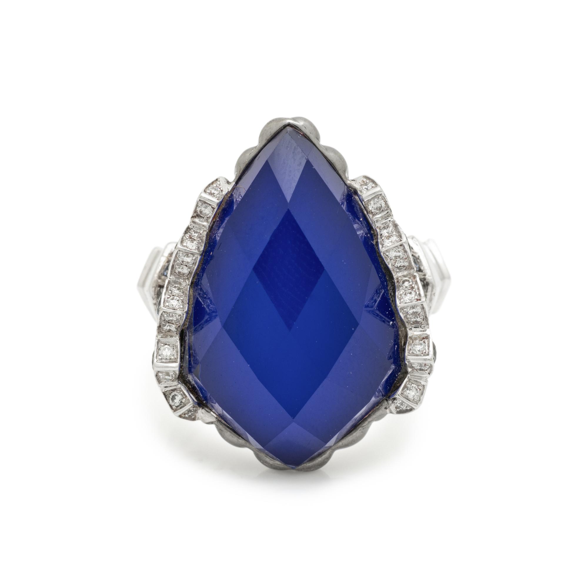 STEPHEN WEBSTER, QUARTZ, LAPIS LAZULI, DIAMOND, AND SAPPHIRE 'CRYSTAL HAZE' RING