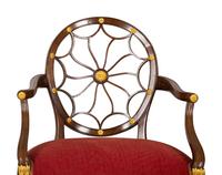 A Set of Eight George III Style Mahogany Wheel Back Armchairs.