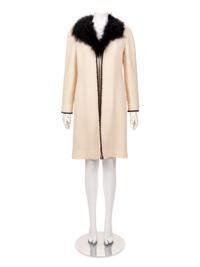 Chanel Tweed Coat with Feather Collar, 1990-2000s