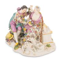 A Meissen Porcelain Figural Group of a Shepherd and Shepherdess