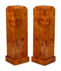 A Pair of Burlwood Pedestals
