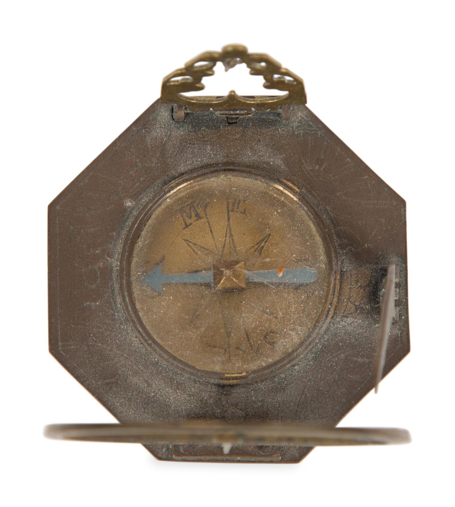 An English Brass Lantern Clock and A Sundial/Compass