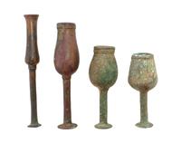 Four Middle Eastern Bronze Vessels, Height of tallest 7 1/2 inches.