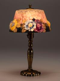 Reverse-Painted Puffy Boudoir Lamp
