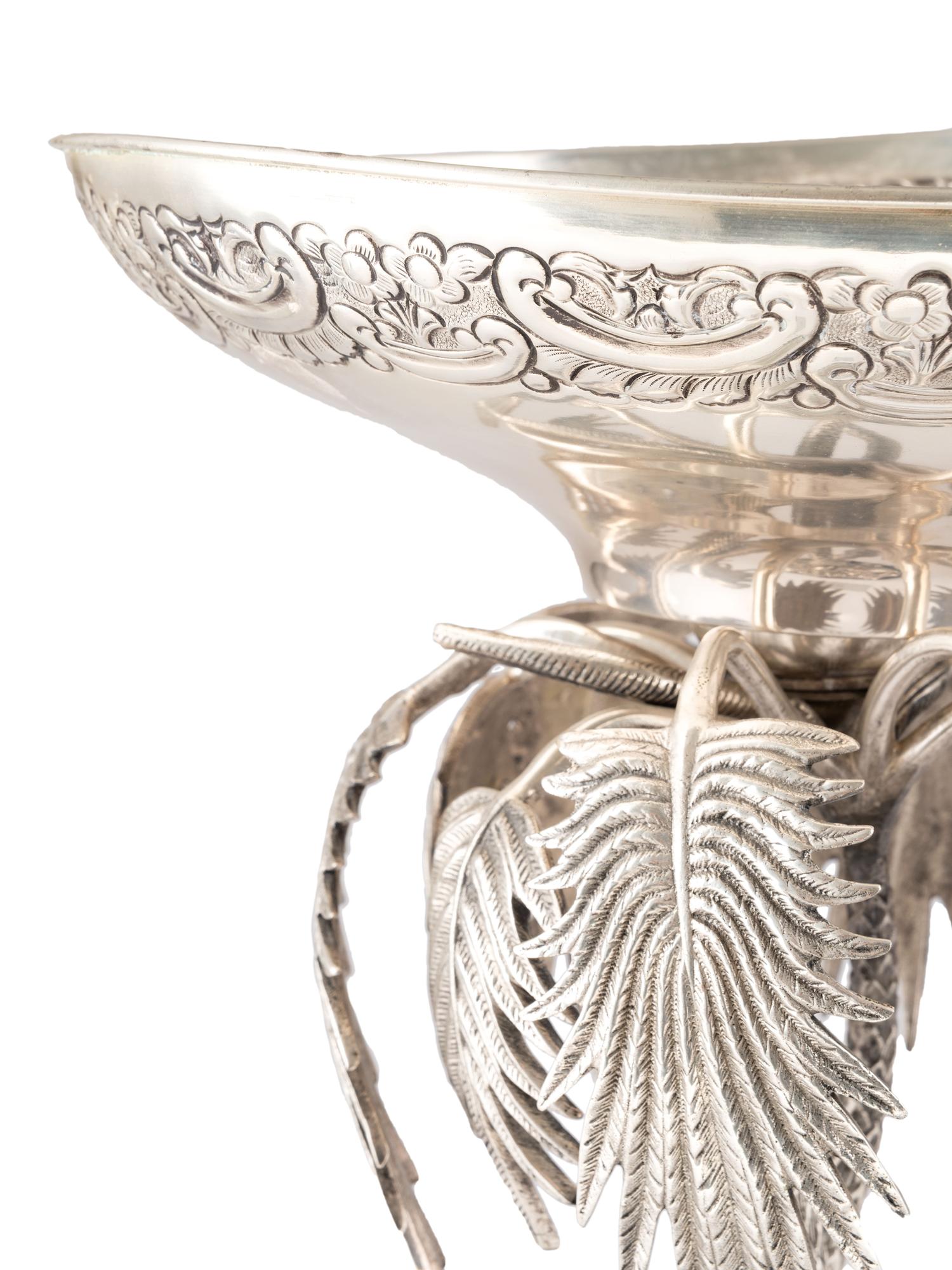 A Silverplated Compote with Elephant and Palms