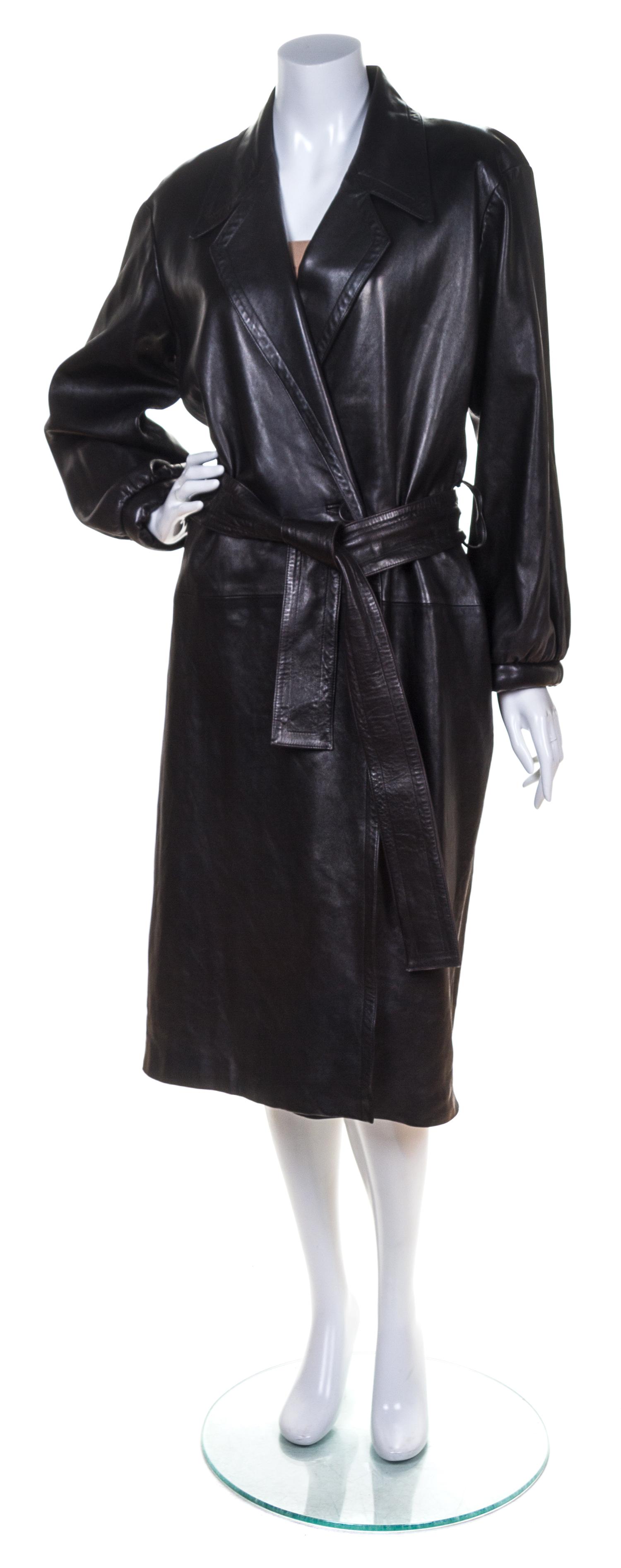 An Yves Saint Laurent Black Leather Trench Coat,