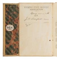 [WYOMING STOCK GROWERS' ASSOCIATION]. Four log books, caption title: "Wyoming Stock Growers' Association." Wyoming: n.p., 1885, 1886.