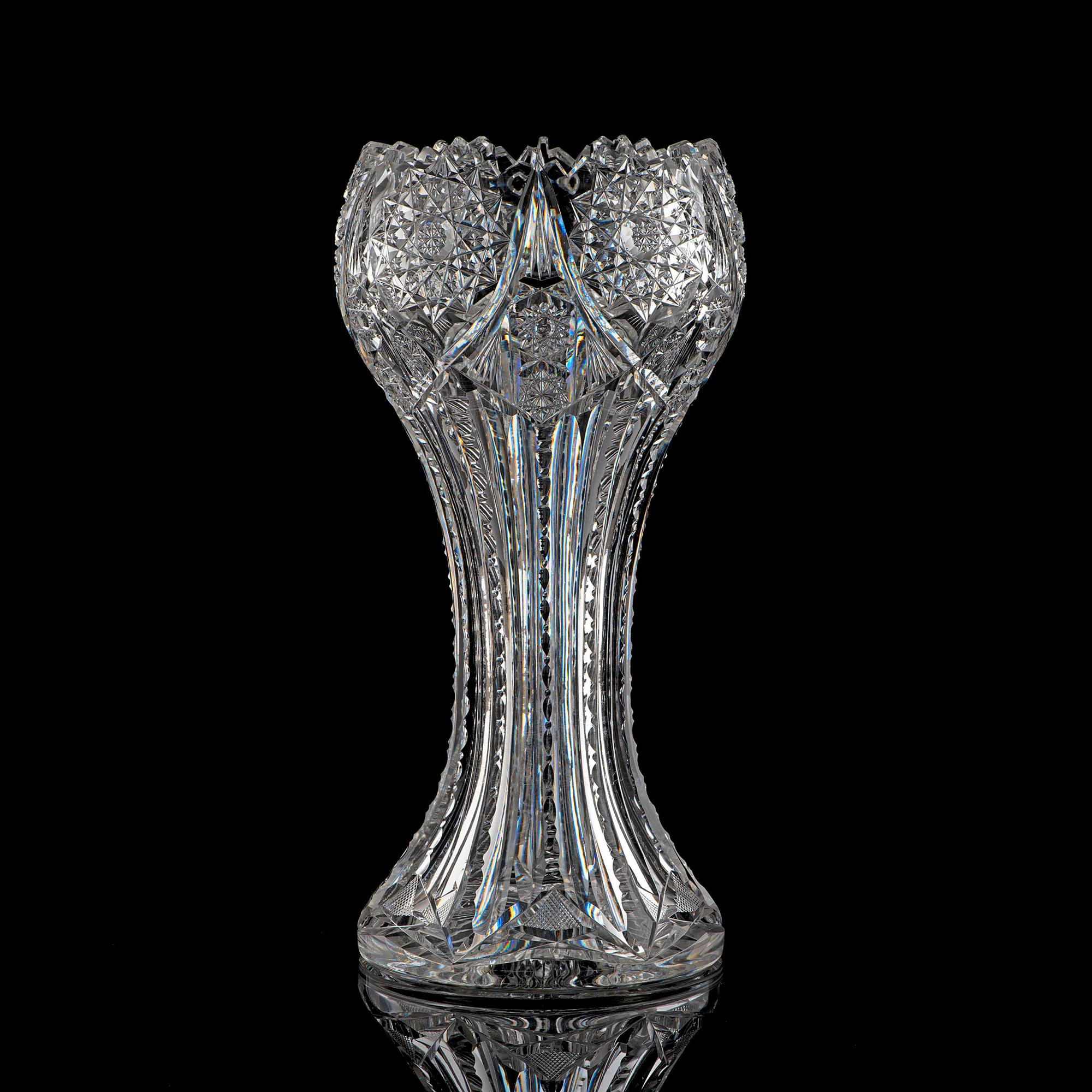 A Brilliant-Period Cut Glass Tulip-Form Vase, Possibly by Strauss