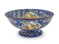 A Large English Transfer Decorated Chinoiserie Footed Bowl — 19TH CENTURY