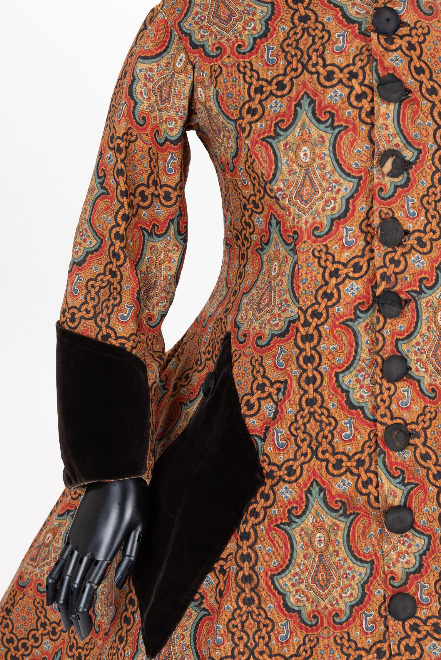 Paisley Coat Trimmed with Brown Velvet, 1860s