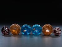 Six Enameled and Gilt Glass Barber Bottles