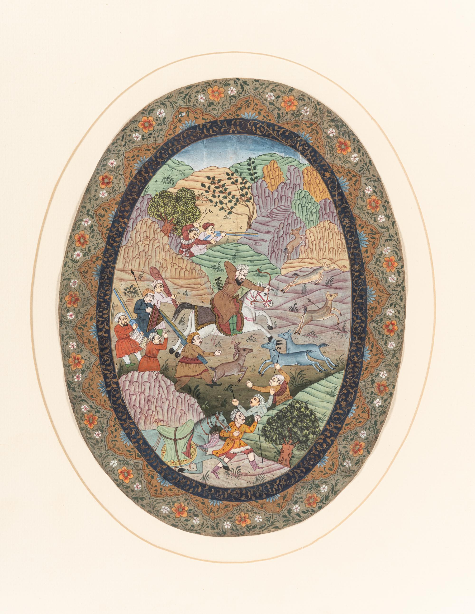 Nine Persian School Miniature Paintings