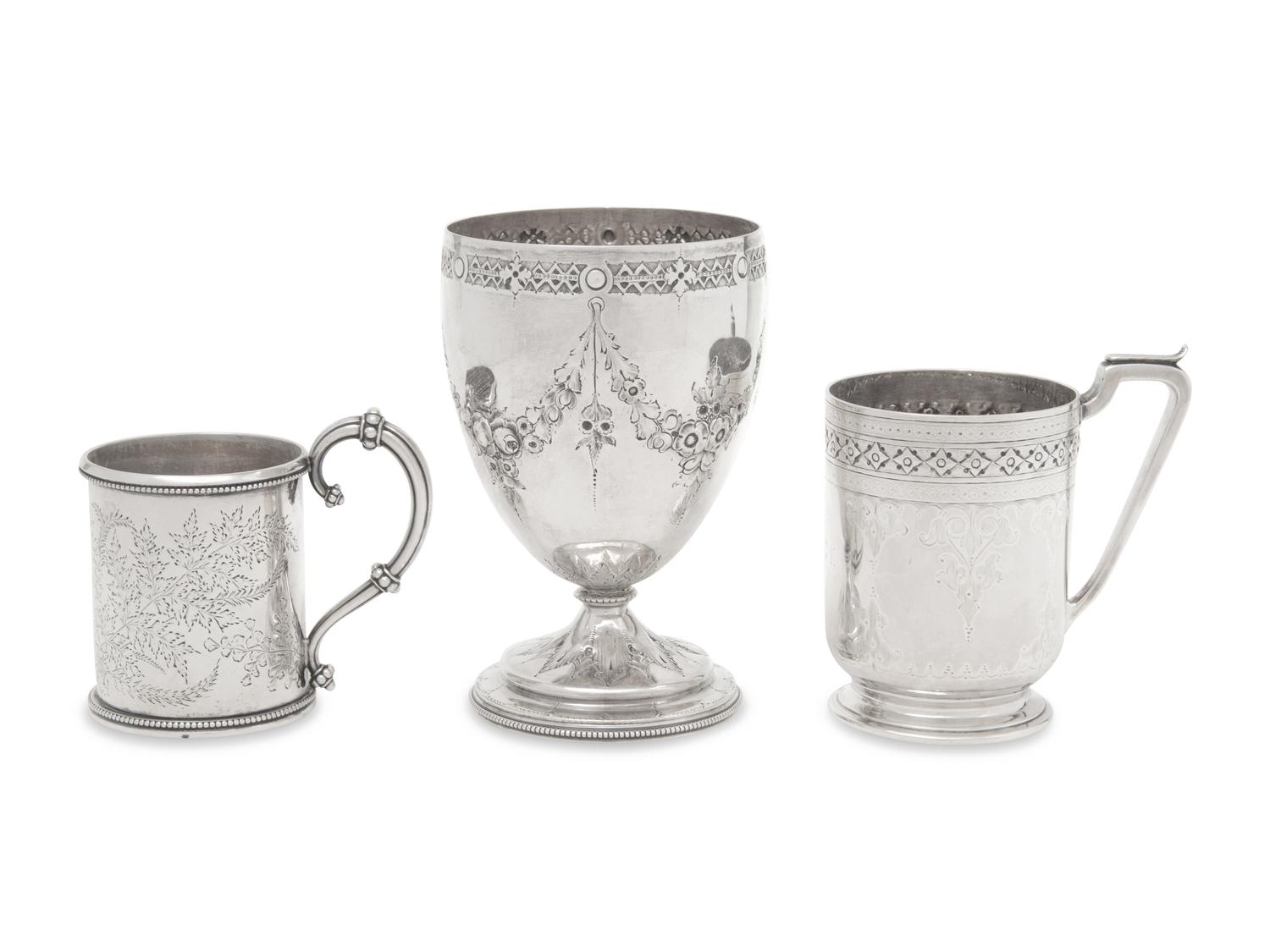 A Group of Three Victorian Silver Drinking Articles