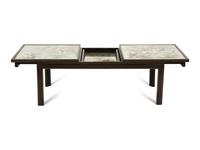 A Reverse-Painted Mirror-Inset Convertible Low Table