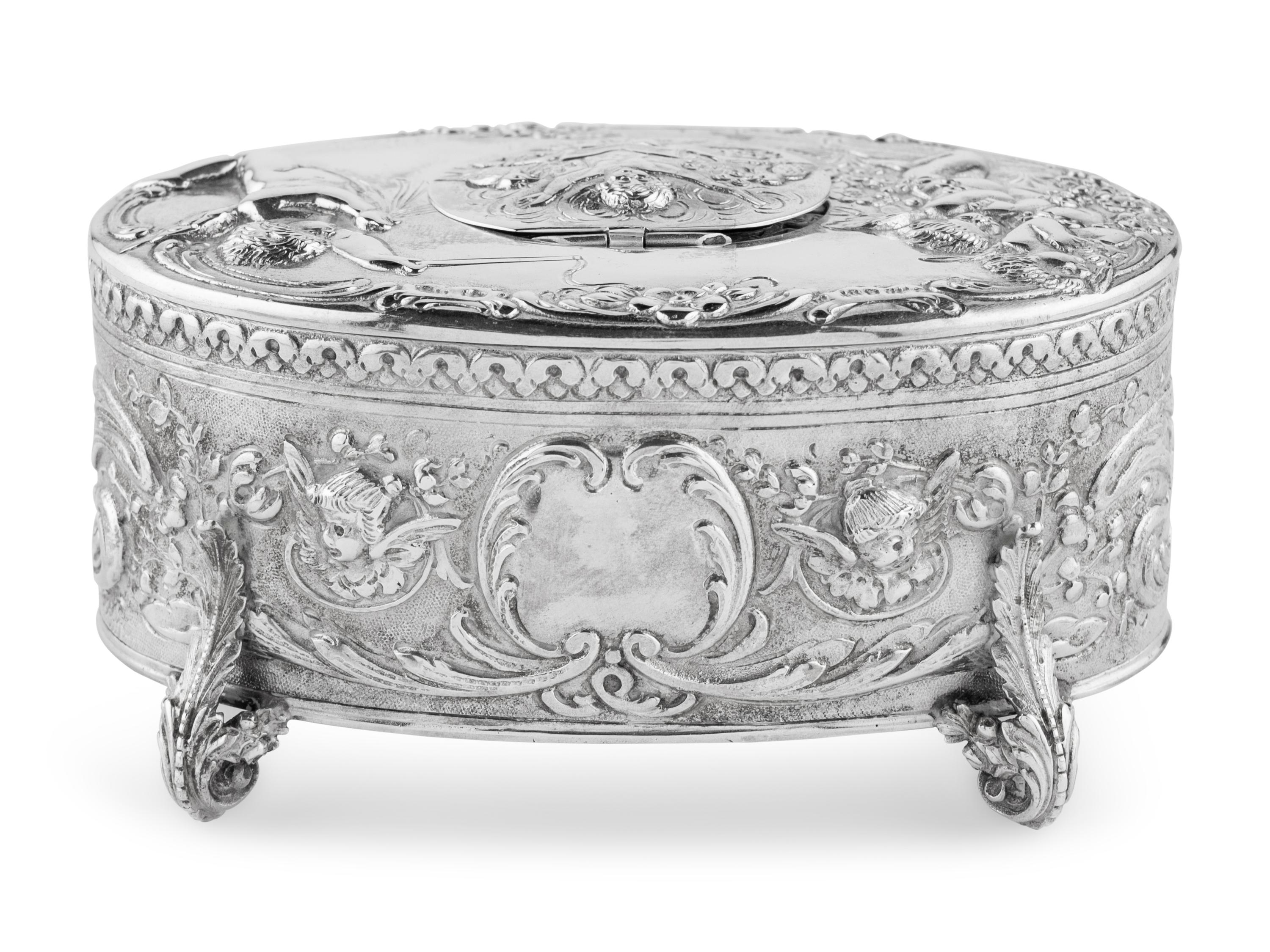 A German Silver Singing Bird Automaton Box
