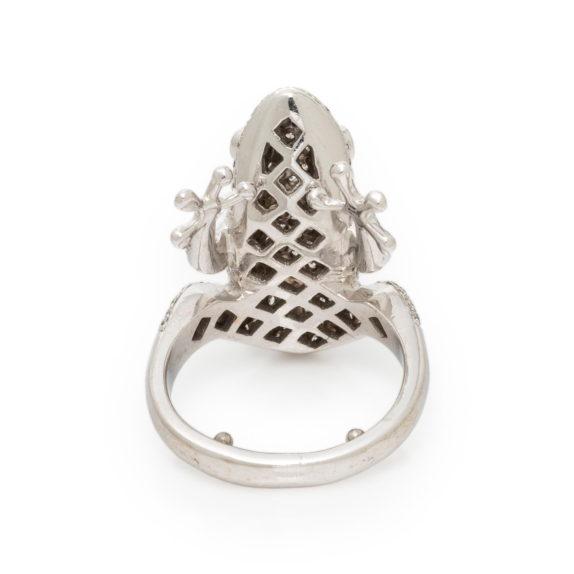 Diamond and White Gold Frog Ring