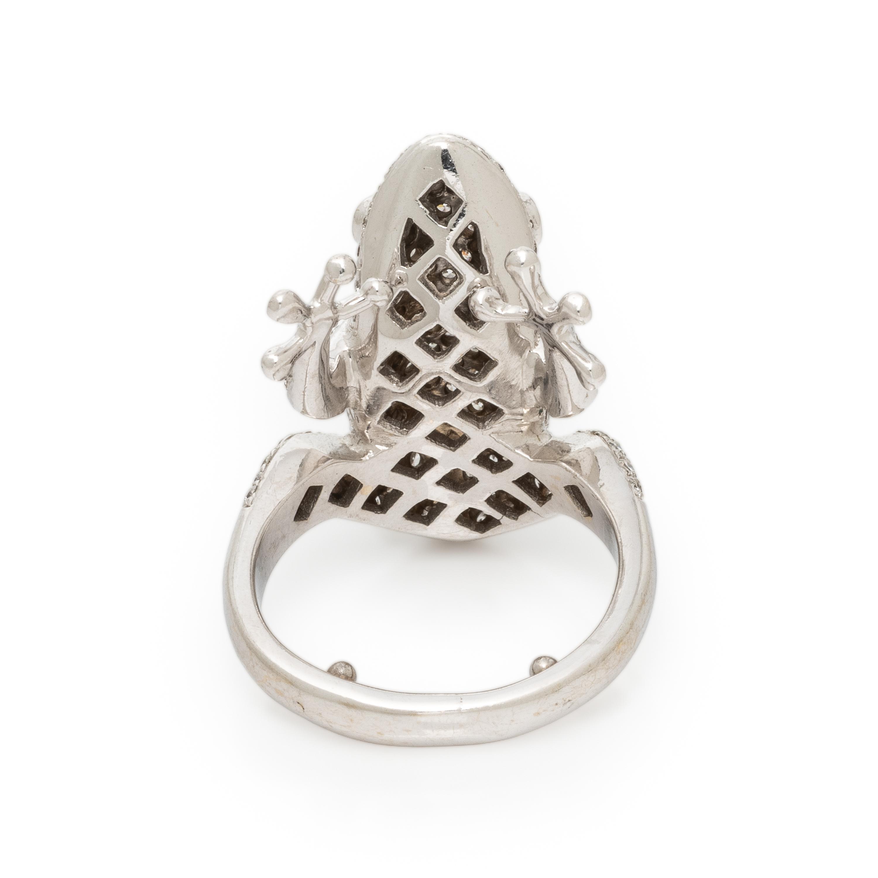Diamond and White Gold Frog Ring